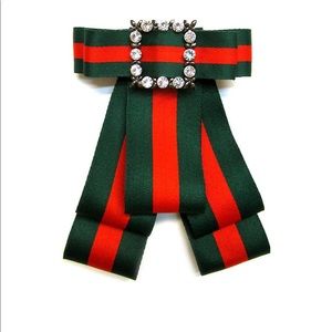 Red & Green Bow Brooch